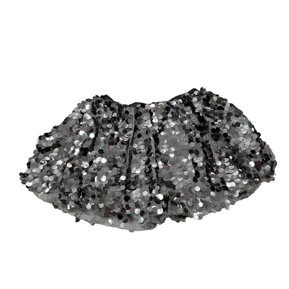 NWT Rachel Parcell Girls Silver Sequin Elastic Waist Lined Mini Skirt Size 4 - Picture 1 of 9